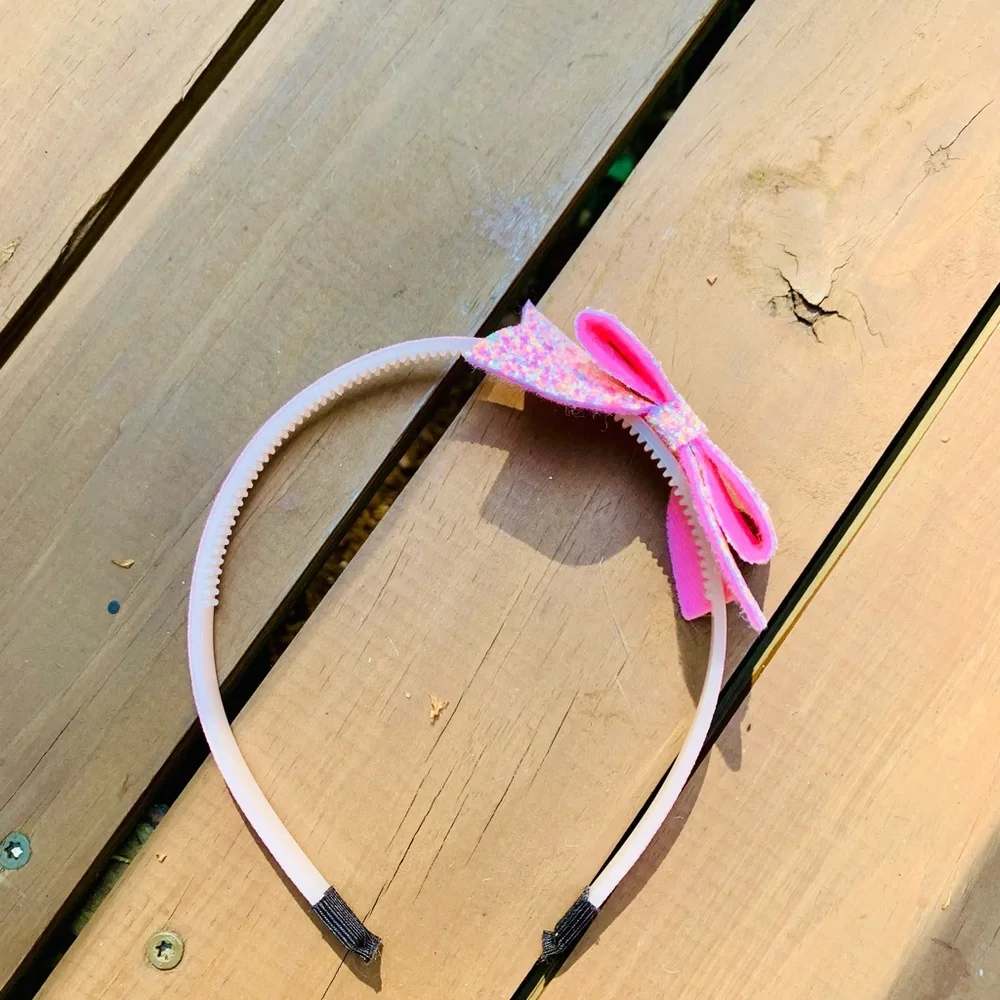 (4) Glitter pastel colored bow style headbands girls